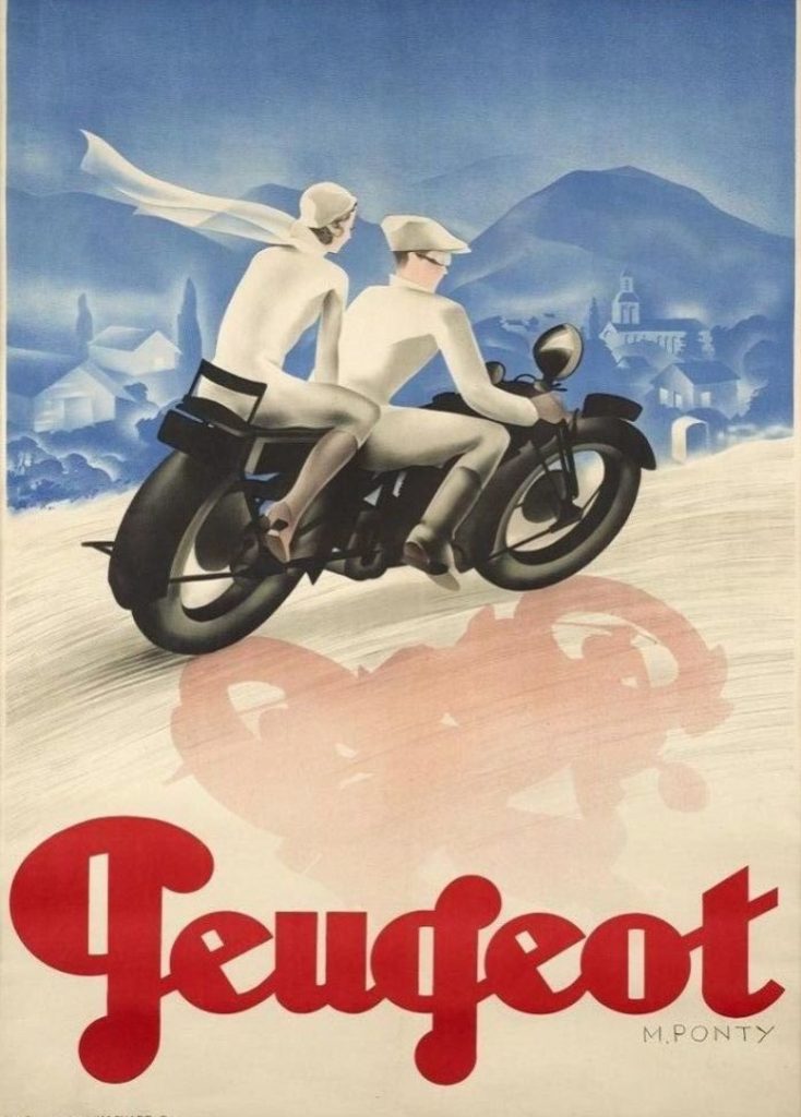 Plakatwerbung ca. 1925 für Peugeot Motorräder 