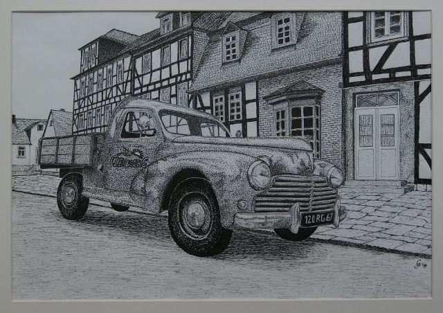 Zeichnung von Joachim Sticksel – Motiv Peugeot