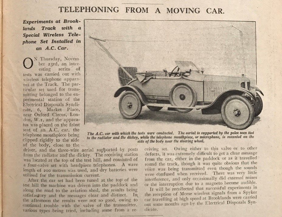 Arikel aus der Zeitschrift „The Autocar“ vom 1. Dezember 1922 