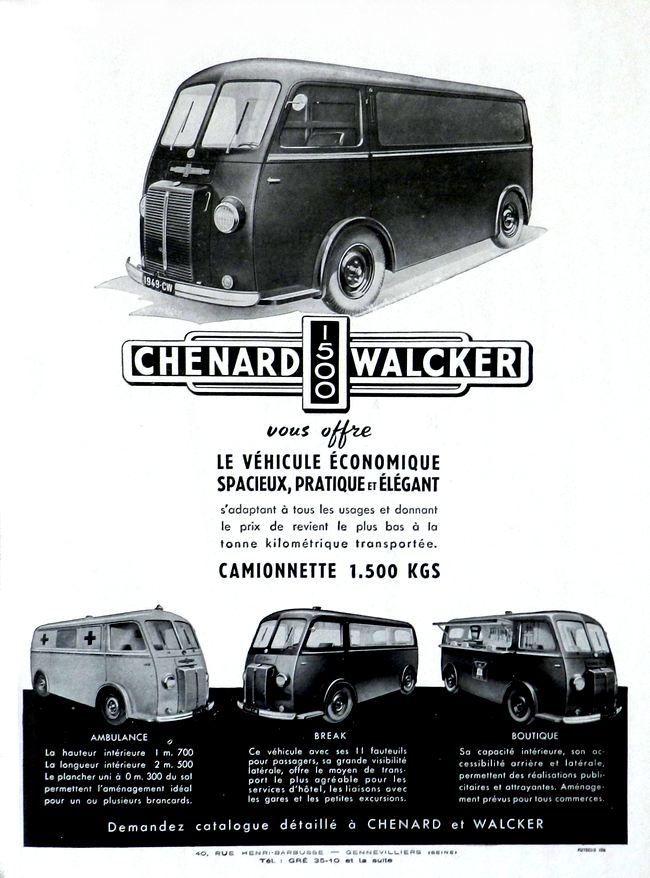 Werbeanzeige Chenard & Walcker CPV 1.500