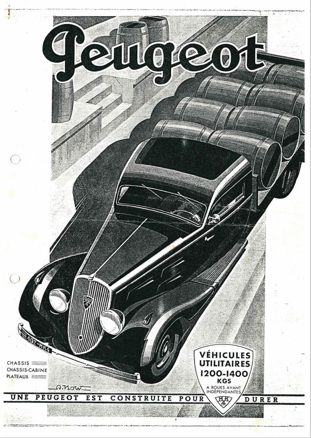 Werbung für den 1936er MK 4 mit Karosserie der Serie 01, aber dem 402-Motor